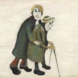 《一对夫妇过马路》L·S·洛里(L. S. Lowry)高清作品欣赏