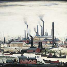 《河岸》L·S·洛里(L. S. Lowry)高清作品欣赏