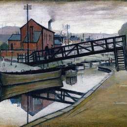 《运河上的驳船》L·S·洛里(L. S. Lowry)高清作品欣赏