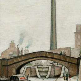 《运河大桥》L·S·洛里(L. S. Lowry)高清作品欣赏