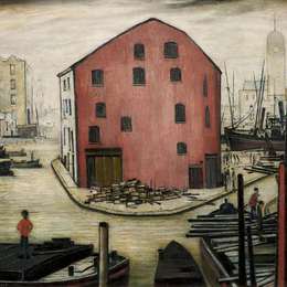 《阿克灵顿附近运河风光》L·S·洛里(L. S. Lowry)高清作品欣赏