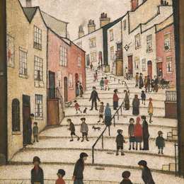 《柴郡斯托克波特克劳瑟街》L·S·洛里(L. S. Lowry)高清作品欣赏