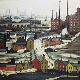 《工业景观，Ashton Under Lyne》L·S·洛里(L. S. Lowry)高清作品欣赏