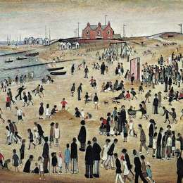 《七月，海边》L·S·洛里(L. S. Lowry)高清作品欣赏