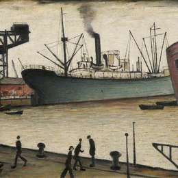 《格拉斯哥皇后码头》L·S·洛里(L. S. Lowry)高清作品欣赏