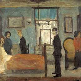 《医生的来访》L·S·洛里(L. S. Lowry)高清作品欣赏