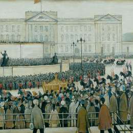 L·S·洛里(L. S. Lowry)高清作品:The Procession Passing the Queen Victoria Memorial, Coronati