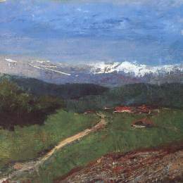 拉斯洛·梅德雅恩斯基(Laszlo Mednyanszky)高清作品:Landscape in the Alps (View from the Rax)
