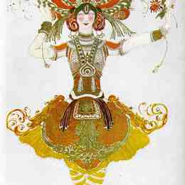 莱昂·巴克斯特(Leon Bakst)高清作品:The Firebird, costume for Tamara Karsavina