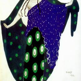 莱昂·巴克斯特(Leon Bakst)高清作品:Helene de Sparte Ida Rubinstein in act IV