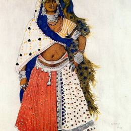 莱昂·巴克斯特(Leon Bakst)高清作品:Le dieu bleu bayadere with peacock