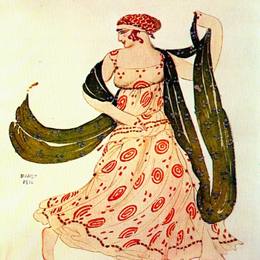 《埃及艳后的希腊的舞者》莱昂·巴克斯特(Leon Bakst)高清作品欣赏