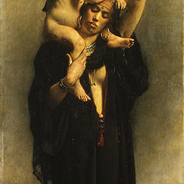 《埃及农妇和她的孩子》莱昂·博纳(Leon Bonnat)高清作品欣赏