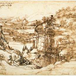 《圣玛丽亚德拉内夫风景画》达·芬奇(Leonardo da Vinci)高清作品欣赏