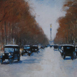 雷瑟·里(Lesser Ury)高清作品:Tiergartenallee mit Siegess&amp;amp?ule