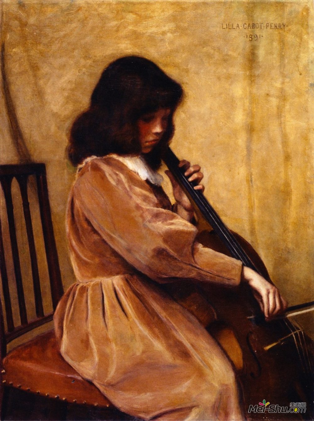 lilla cabot perry利亚·卡伯特·佩里油画10199《大提琴演奏的女孩》