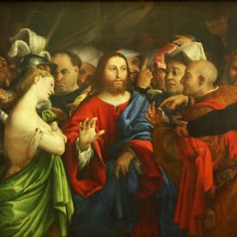 《耶稣和奸妇》洛伦佐·洛图(Lorenzo Lotto)高清作品欣赏