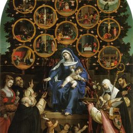 《念珠圣母像》洛伦佐·洛图(Lorenzo Lotto)高清作品欣赏