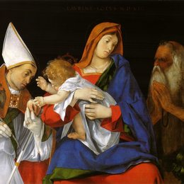 洛伦佐·洛图(Lorenzo Lotto)高清作品:Madonna with a Bishop and St. Onuphrius