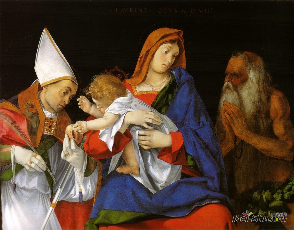 洛伦佐·洛图(lorenzo lotto)高清作品:madonna with a bishop and st