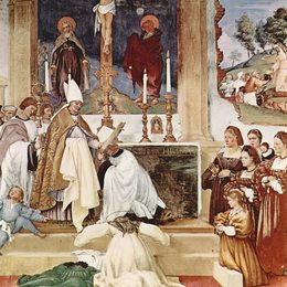 《圣·巴巴拉和圣奥尔特斯的故事》洛伦佐·洛图(Lorenzo Lotto)高清作品欣赏