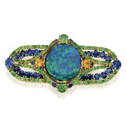 蒂凡尼(Louis Comfort Tiffany)高清作品:Karat Gold, Platinum, Opal, Sapphire, and Garnet Brooch