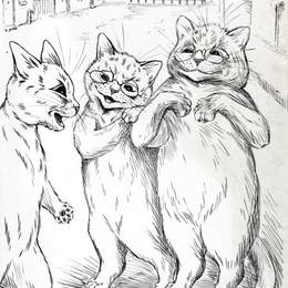 《狡猾猫的自信诡计》刘易斯·韦恩(Louis Wain)高清作品欣赏