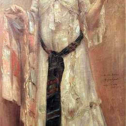 洛维斯·科林斯(Lovis Corinth)高清作品:Portrait of Charlotte Berend in white dress