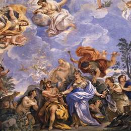 《美第奇宫室内装饰天花板（详图）》卢卡·吉奥达诺(Luca Giordano)高清作品欣赏