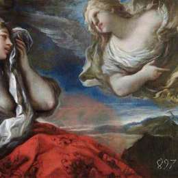 《夏甲和以实玛利在沙漠中》卢卡·吉奥达诺(Luca Giordano)高清作品欣赏