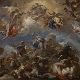 《朱迪斯展示赫罗弗尼斯的头颅》卢卡·吉奥达诺(Luca Giordano)高清作品欣赏