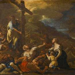 《摩西与铜蛇》卢卡·吉奥达诺(Luca Giordano)高清作品欣赏
