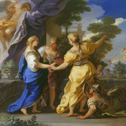 《普赛克的姐妹们给了她一盏灯和一把匕首》卢卡·吉奥达诺(Luca Giordano)高清作品欣赏