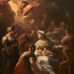 《圣母玛利亚的诞生》卢卡·吉奥达诺(Luca Giordano)高清作品欣赏