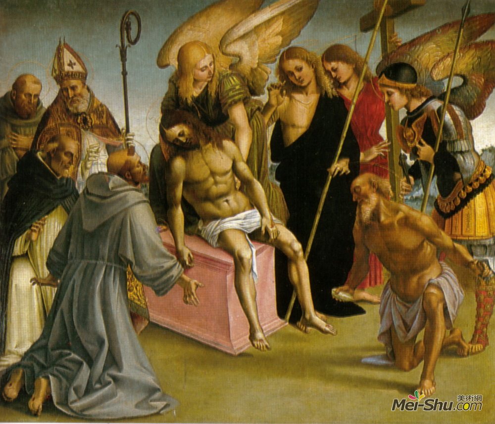 用天使和圣徒哀悼死去的基督路加西诺雷利lucasignorelli高清作品欣赏