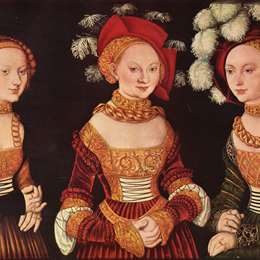 大·卢卡斯·克拉纳赫(Lucas Cranach the Elder)高清作品:Three princesses of Saxony, Sibylla, Emilia and Sidonia, dau