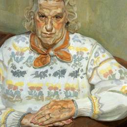 《蝴蝶裙里的女人》卢西安·弗洛伊德(Lucian Freud)高清作品欣赏