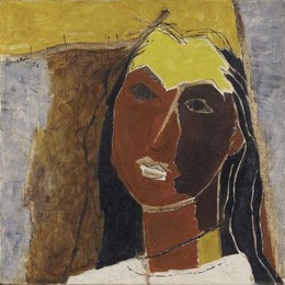 胡森(M.F. Husain)高清作品:Untitled (Portrait of Sonali Das Gupta, wife of Roberto Ross