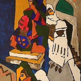 《也门妇女》胡森(M.F. Husain)高清作品欣赏