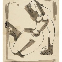 《女性形象》胡森(M.F. Husain)高清作品欣赏