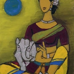 胡森(M.F. Husain)高清作品:Untitled (Ganesha and Parvati)