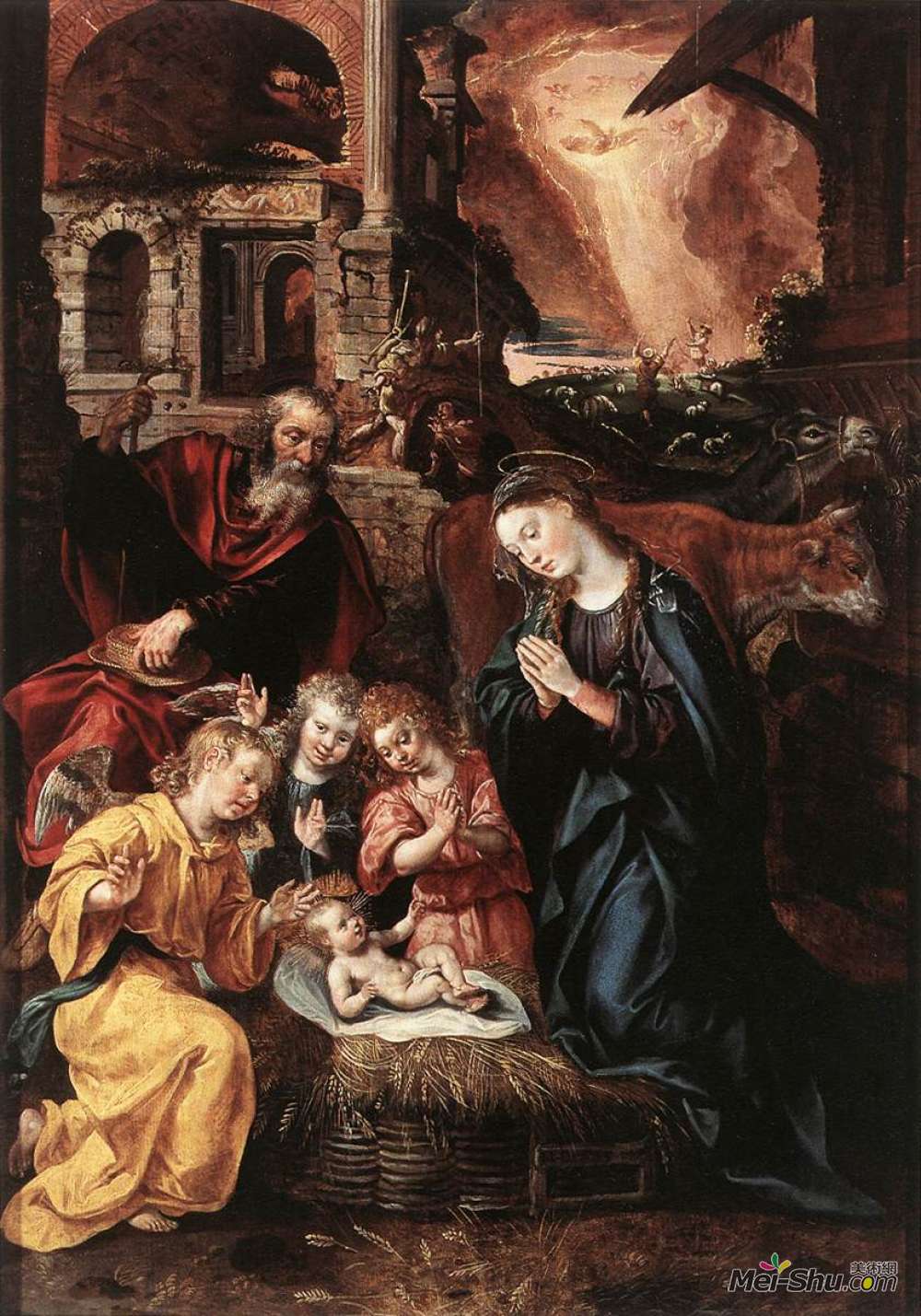 耶稣诞生》马尔滕·德·沃斯(maarten de vos)高清作品欣赏