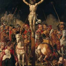 迈尔顿·范·希姆斯柯克(Maerten van Heemskerck)高清作品:Calvary, central panel of a triptych