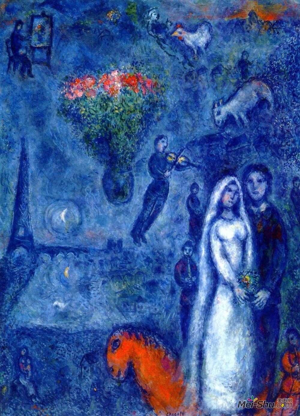 艺术家和他的新娘马克夏加尔marcchagall高清作品欣赏