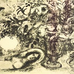 《布凯与满月》马克·夏加尔(Marc Chagall)高清作品欣赏