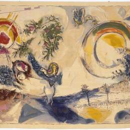 马克·夏加尔(Marc Chagall)高清作品:Gobelin above the entrance of the Museum &amp;ampquotMessage B