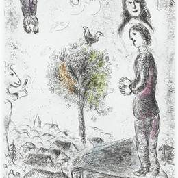 马克·夏加尔(Marc Chagall)高清作品:Illustration for Louis Aragons work &amp;ampquotOne w