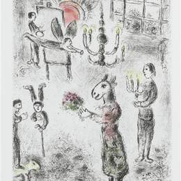 马克·夏加尔(Marc Chagall)高清作品:Illustration for Louis Aragons work &amp;ampquotOne w