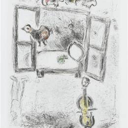 马克·夏加尔(Marc Chagall)高清作品:Illustration for Louis Aragons work &amp;ampquotOne w