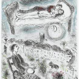 马克·夏加尔(Marc Chagall)高清作品:Illustration for Louis Aragons work &amp;ampquotOne w